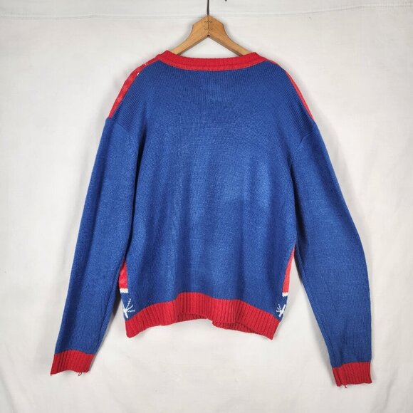 Merry Christmas Ugly Sweater Pullover Women's XL Red Blue Gingerbread Man - Picture 2 of 6